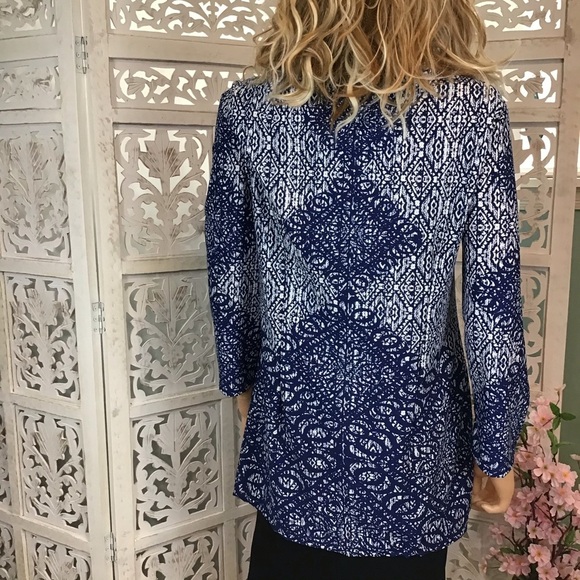 Lavanya Blue Embellished Long Sleeve Top Large - Picture 5 of 6